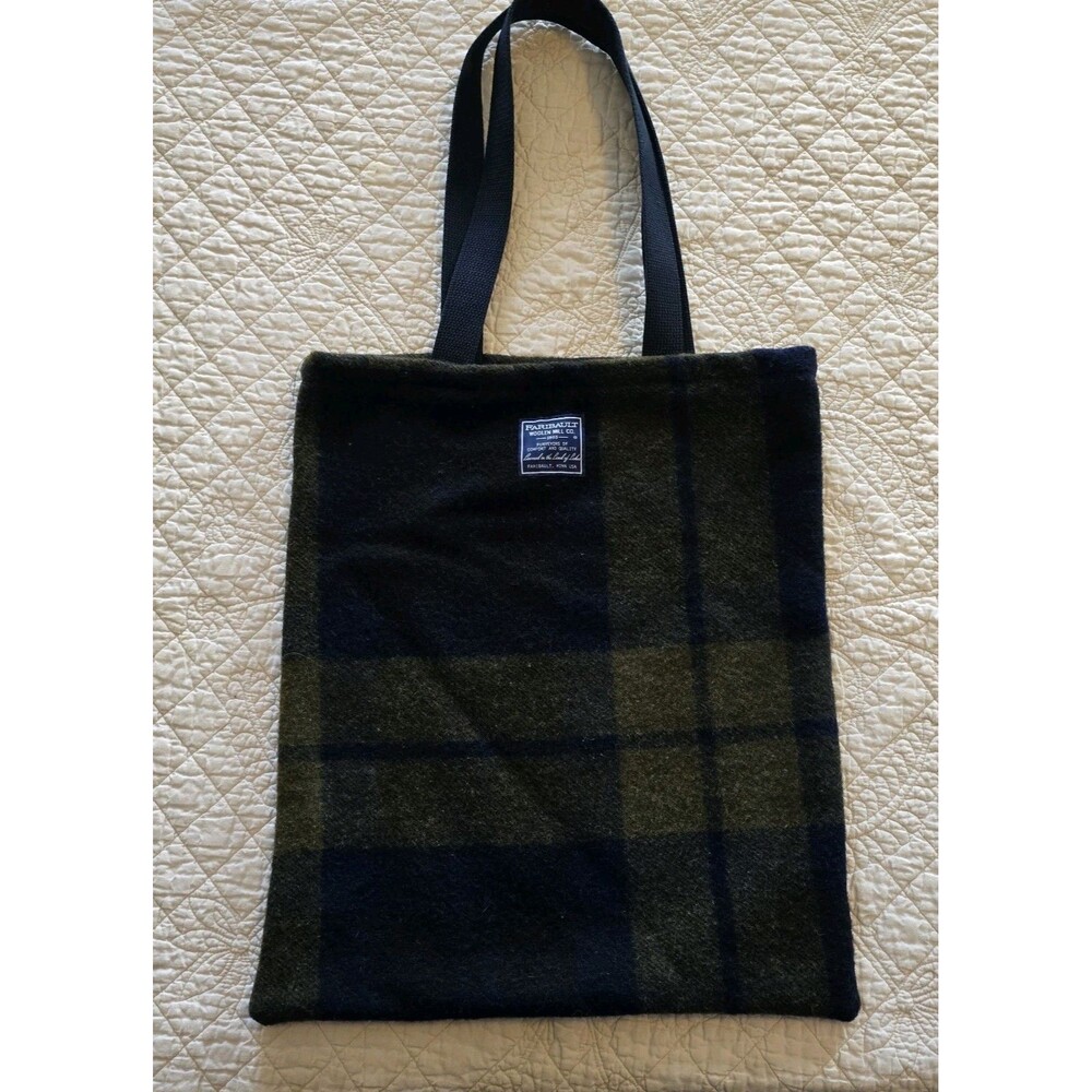 Faribault Woolen Mill Co Green-Blue WOOL UnstructuredTote Shoulder Bag